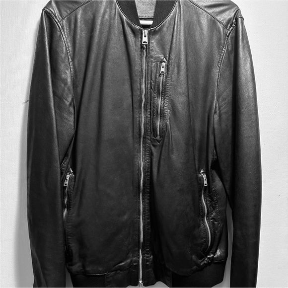 SOLD!! NWT MENS ALLSAINTS KINO BLACK BIKER LEATHER BOMBER JACKET STREETWEAR SZ M - Picture 9 of 15